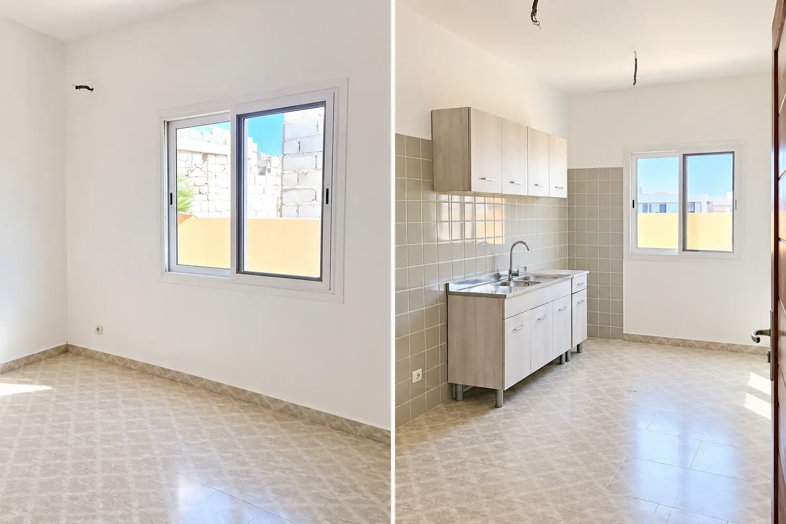 Système de construction M2 — pièce intérieure et cuisine